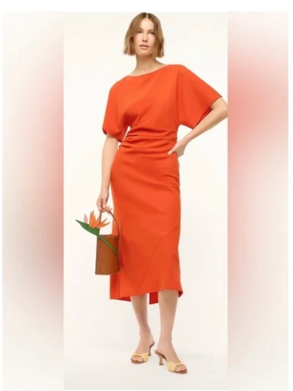 Staud Amelie Ruched Midi Dress